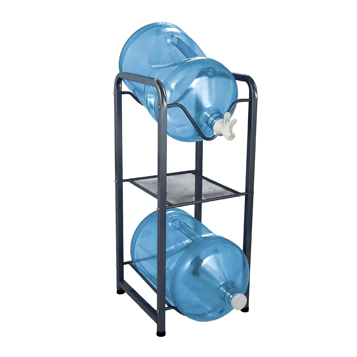 Botellero metálico de 2 niveles para botellas de agua